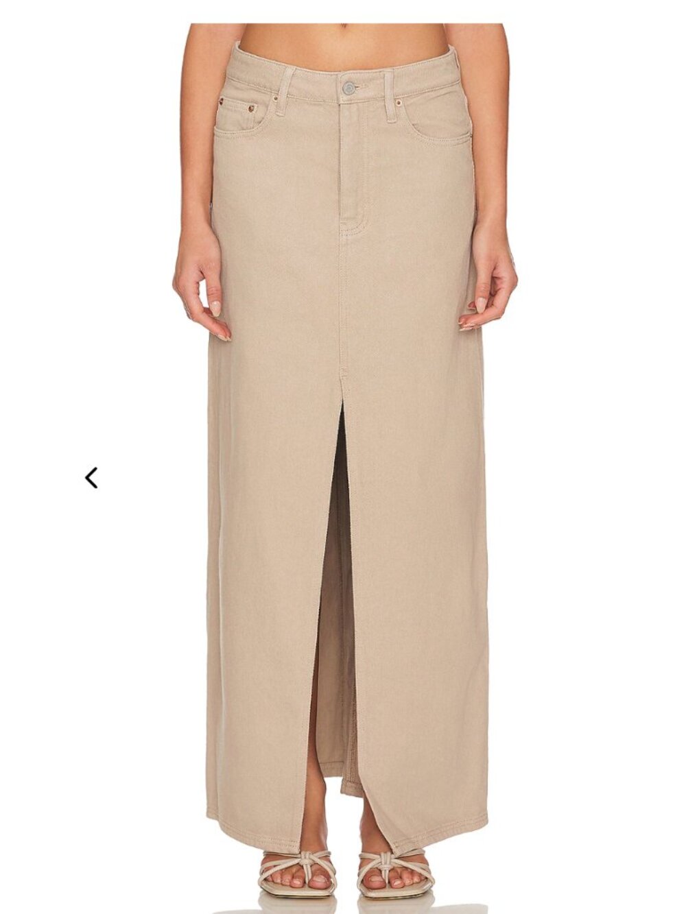 NWT Still Here Lima Maxi Denim Skirt in Khaki